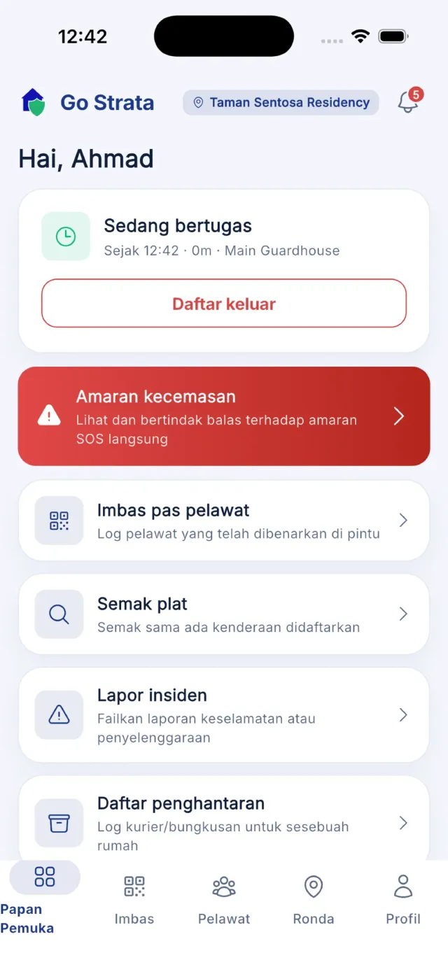 Tab Imbas dengan kad Imbas pas pelawat dan butang Buka pengimbas.