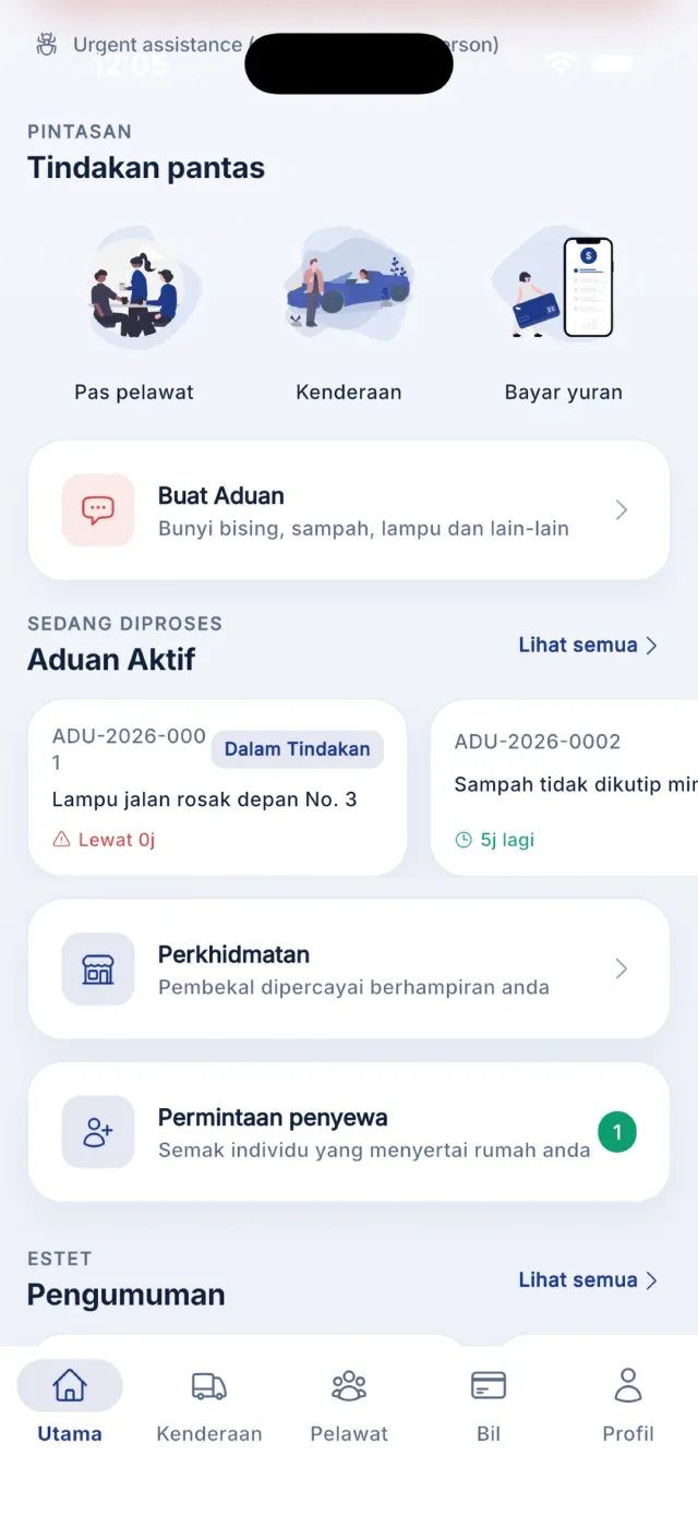 Bahagian Pintasan dengan tiga jubin tindakan pantas.